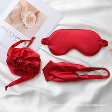 Ready to ship 3 Sets Satin Silk Sleep Eye Mask Hairband with Pouch for New Year and Christmas